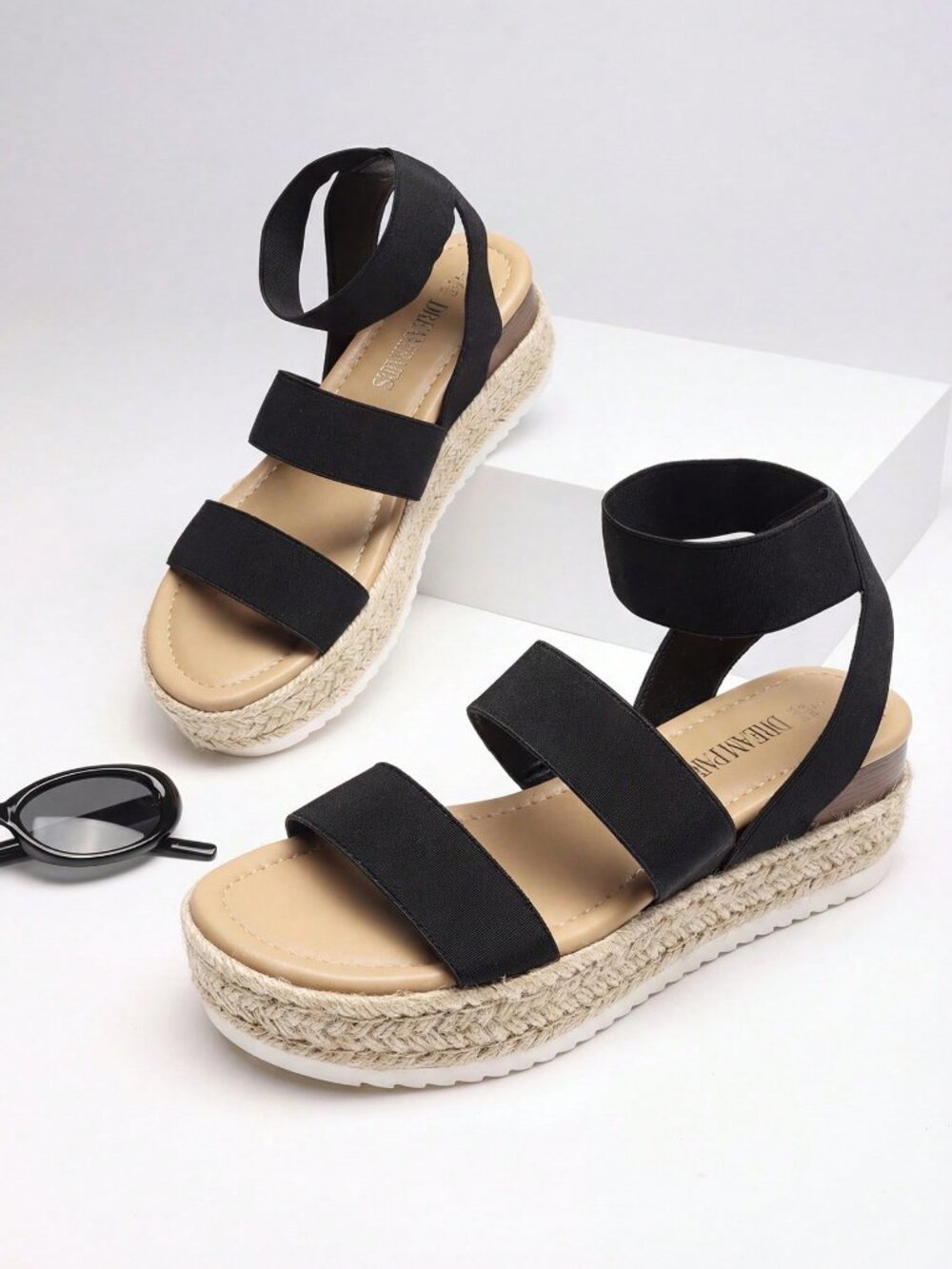 Black Vacation Women's Wedges Open Toe Ankle Strap Buckle Ankle Strap Sandals - Picture 4 of 11